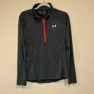 Under Armour Womens Medium Shirt Gray Long Sleeve 1/4 Zip Heatgear Pullover
